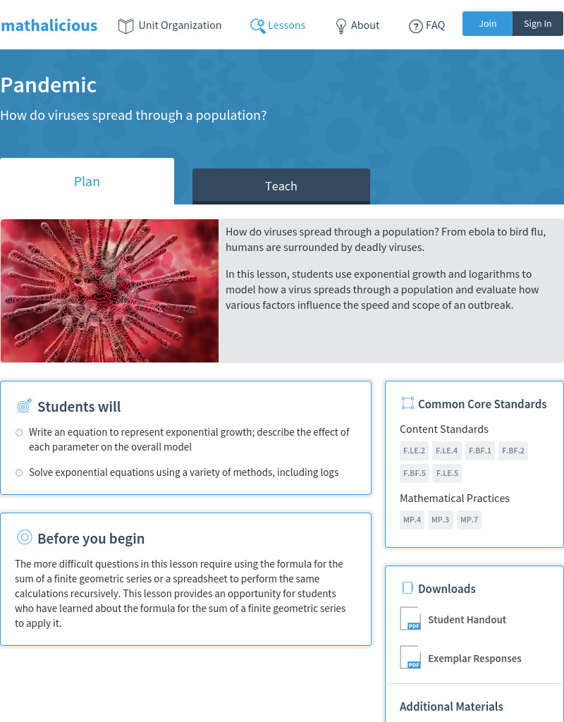 Pandemic Lesson Plan