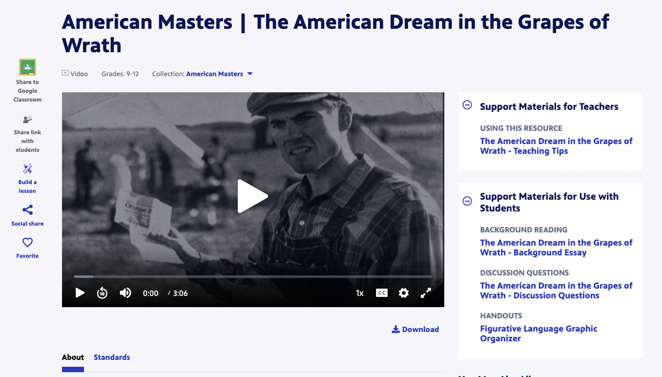 American Masters: The American Dream in the Grapes of Wrath Instructional Video