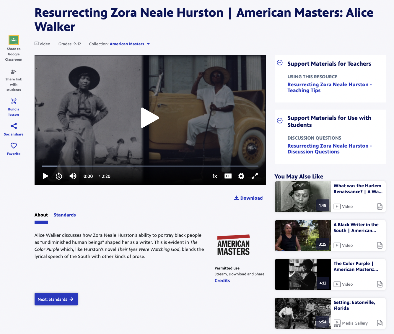 Resurrecting Zora Neale Hurston | American Masters: Alice Walker Instructional Video