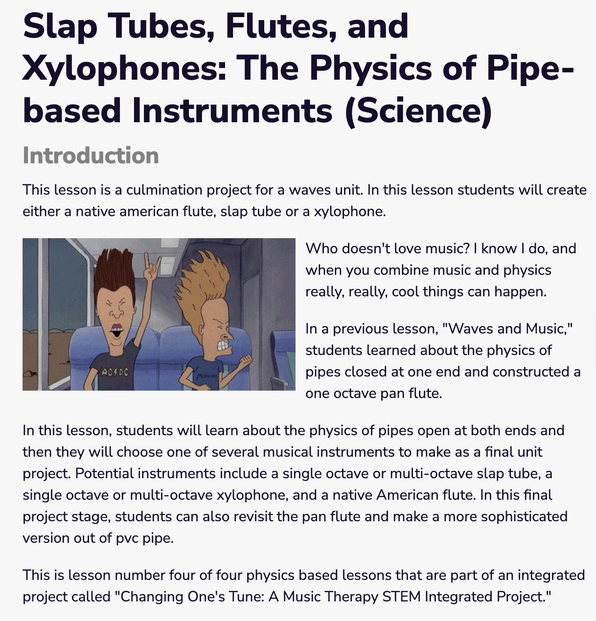 Slap Tubes, Flutes, and Xylophones: The Physics of Pipe-Based Instruments Lesson Plan