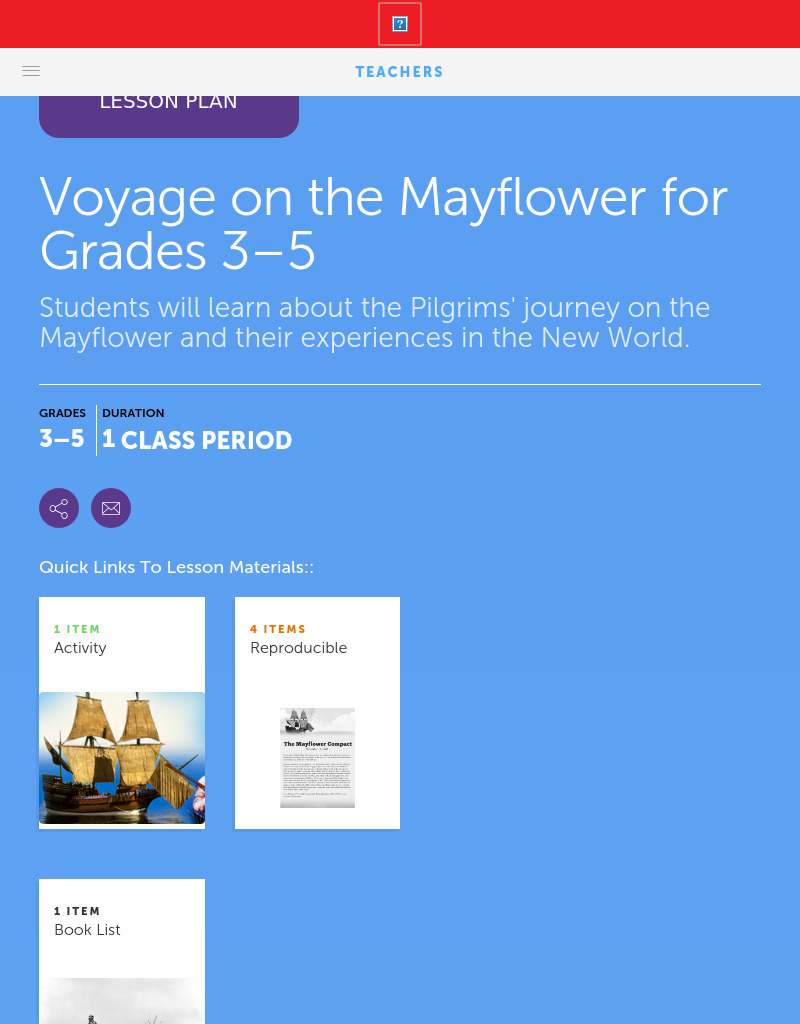 Voyage on the Mayflower for Grades 3-5 Lesson Plan