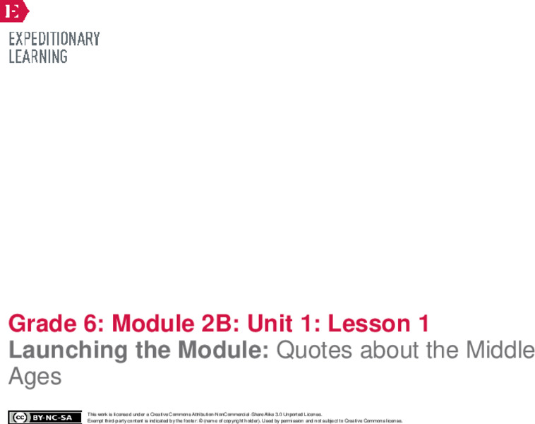 Launching the Module: Quotes about the Middle Ages Lesson Plan