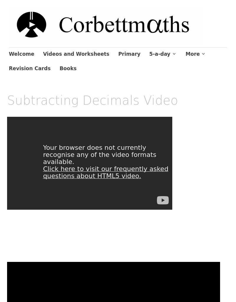 Subtracting Decimals Instructional Video