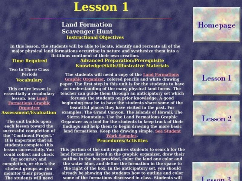 Land Formations Worksheet