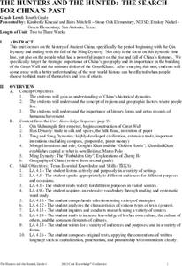 The Hunters and the Hunted: The Search for China's Past Unit Plan