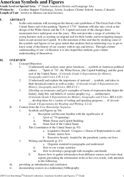 American Symbols and Figures Unit Plan