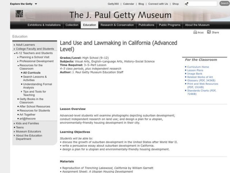 Land Use and Lawmaking in California Lesson Plan