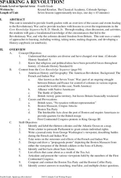 Sparking a Revolution! Unit Plan