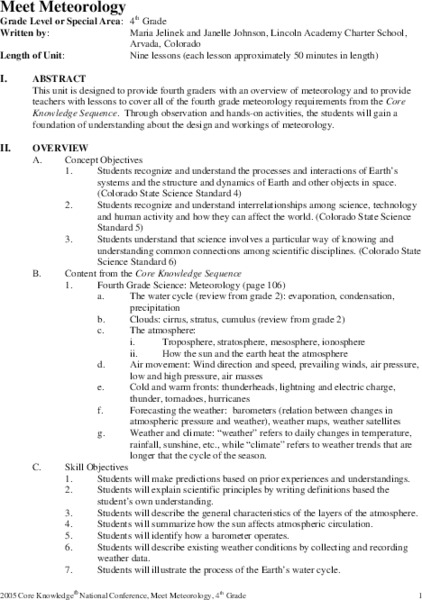 Meet Meteorology Unit Plan