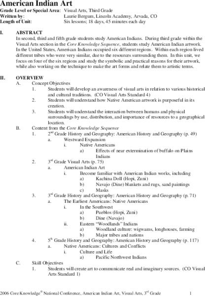 American Indian Art Unit Plan