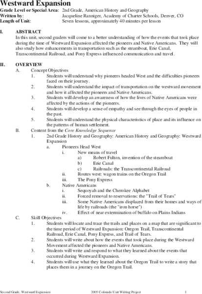 Westward Expansion Unit Plan