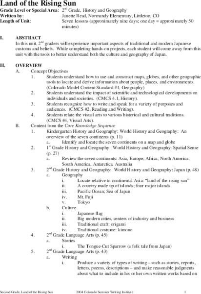 Land of the Rising Sun Unit Plan