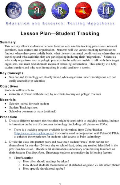 Student Tracking Lesson Plan