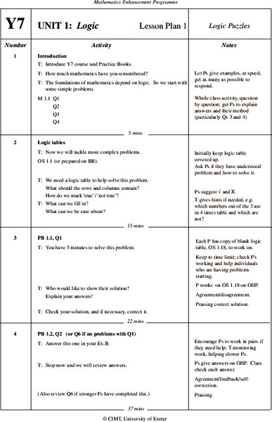 Logic Lesson Plan