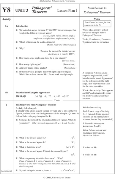 Pythagorean Theorem Lesson Plan