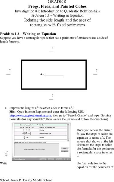 Introduction to Quadratic Equations Interactive