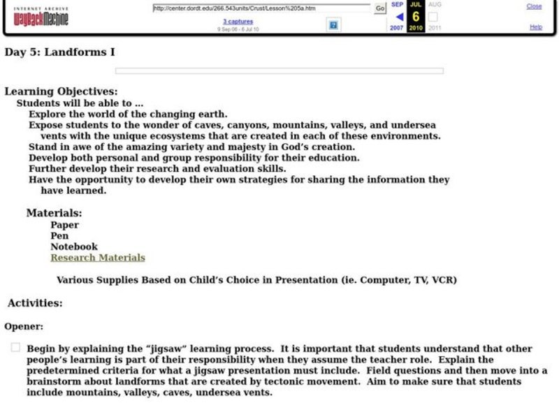 Landforms Lesson Plan