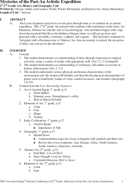 Mysteries of the Past-An Artistic Expedition Unit Plan