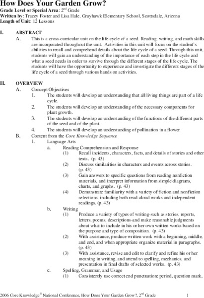 How Does Your Garden Grow? Unit Plan