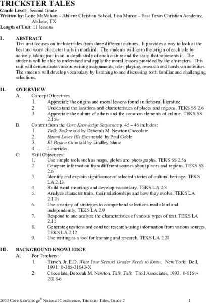 Trickster Tales Unit Plan