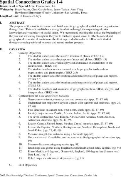 Spatial Connections Unit Plan