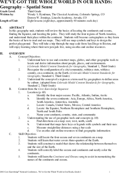 We've got the whole world in our hands Unit Plan