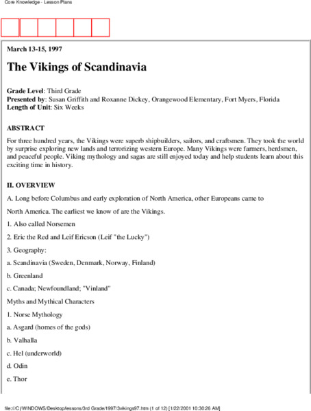 The Vikings of Scandinavia Unit Plan