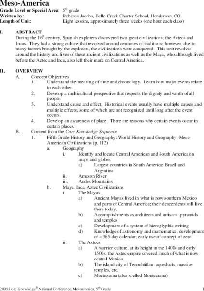 Meso-America Unit Plan