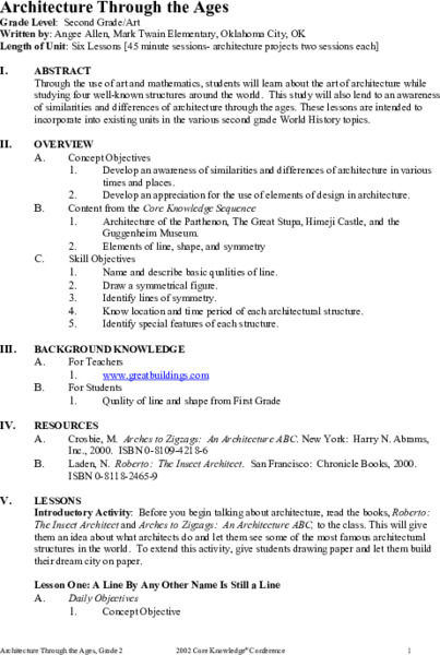 Architecture Through the Ages Unit Plan