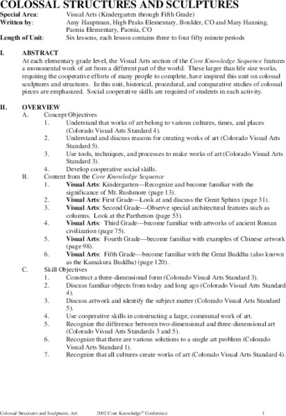 Colossal Structures and Sculptures Unit Plan