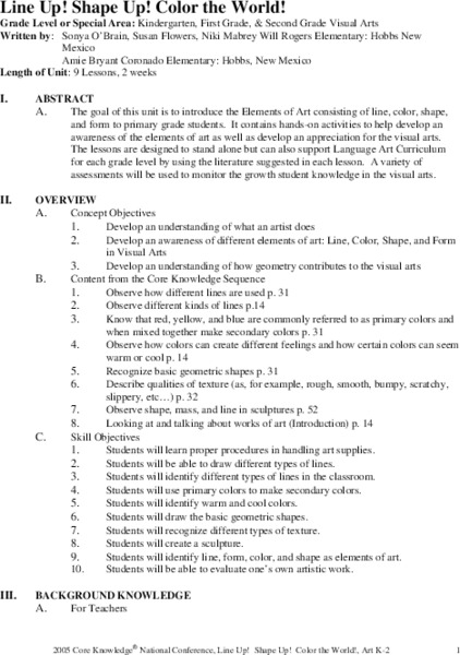 Line Up! Shape Up! Color the World! Unit Plan