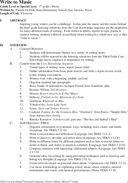 Write to Music Unit Plan