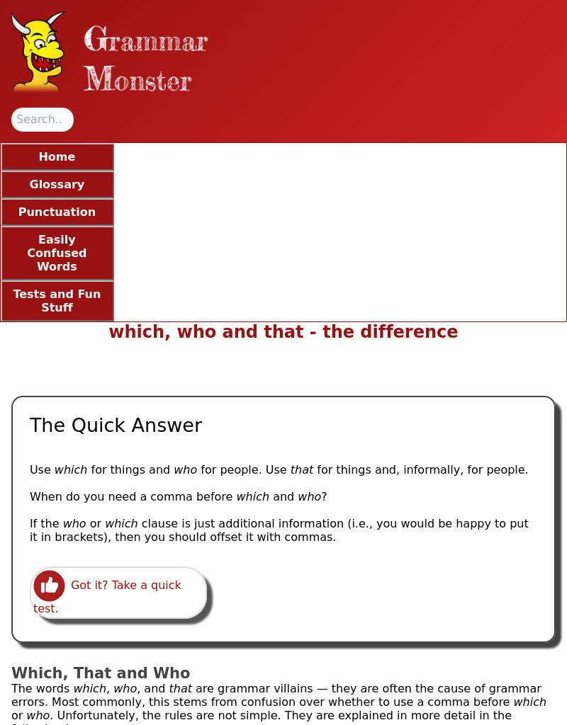 Easily Confused Words:  That, Which and Who Interactive