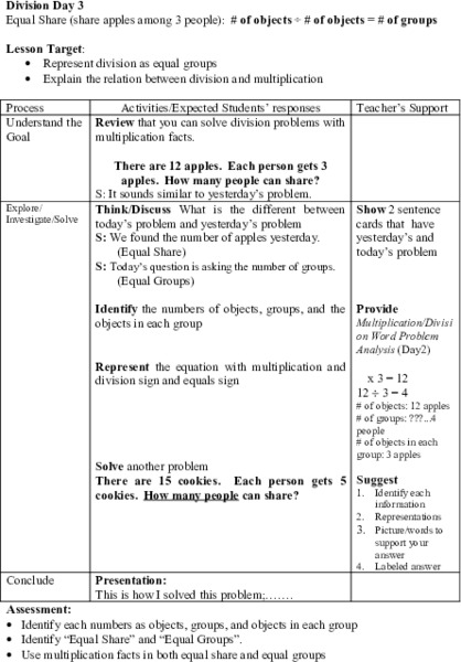 Division  Lesson Plan