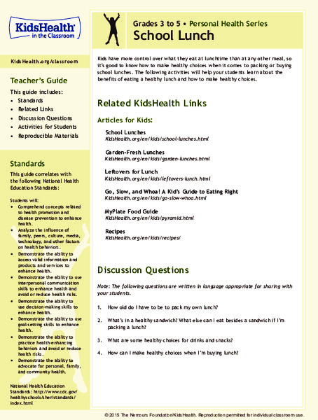 School Lunch: Grades 3-5 Lesson Plan