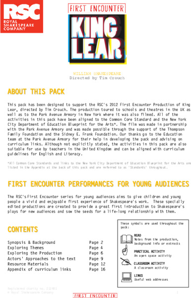 King Lear Teacher Pack 2013 Activity