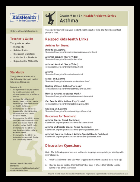 Asthma: Grades 9-12 Lesson Plan