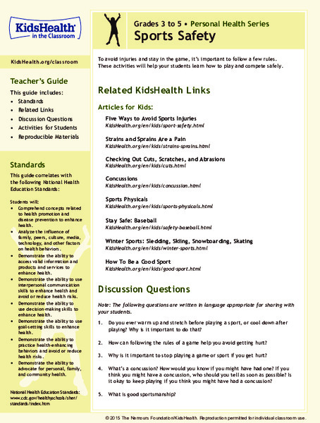 Sports Safety: Grades 3-5 Lesson Plan