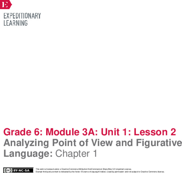 Analyzing Point of View and Figurative Language: Chapter 1 Lesson Plan