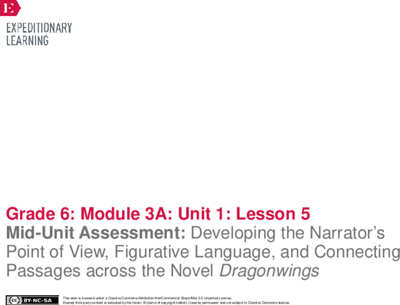 Mid-Unit Assessment: Developing the Narrator’s Point of View, Figurative Language, and Connecting Passages across the Novel Dragonwings Lesson Plan