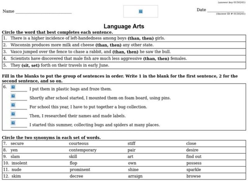 Language Arts Lesson Plan