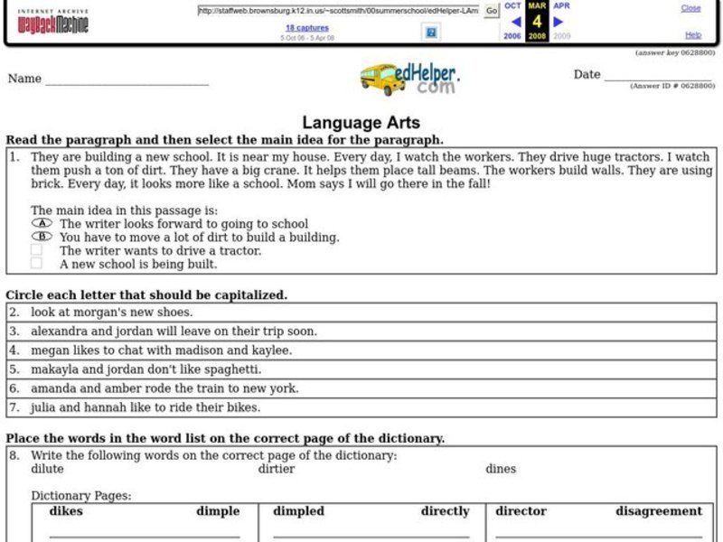 Language Arts Lesson Plan
