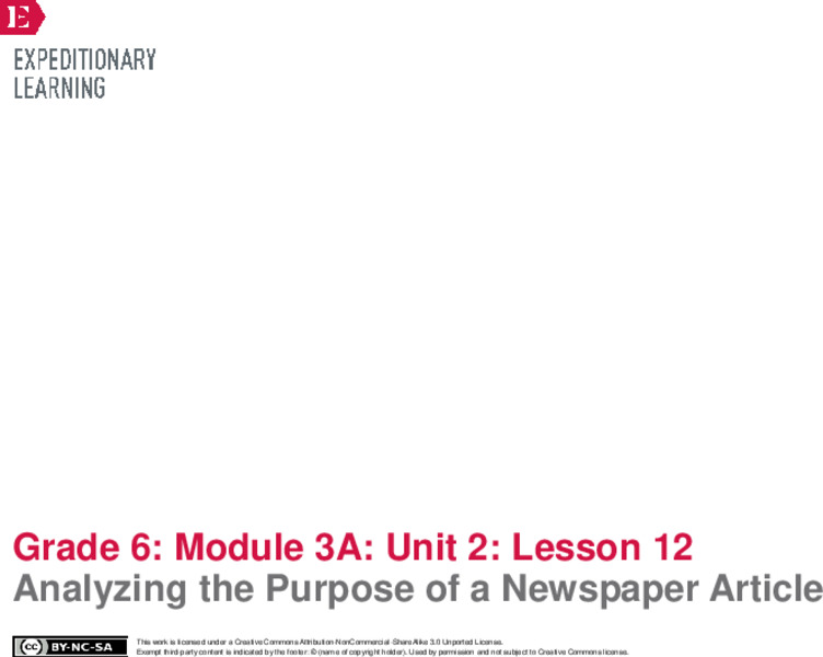 Analyzing the Purpose of a Newspaper Article Lesson Plan