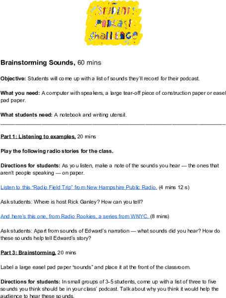 Teaching Podcasting: Brainstorming Sounds Lesson Plan