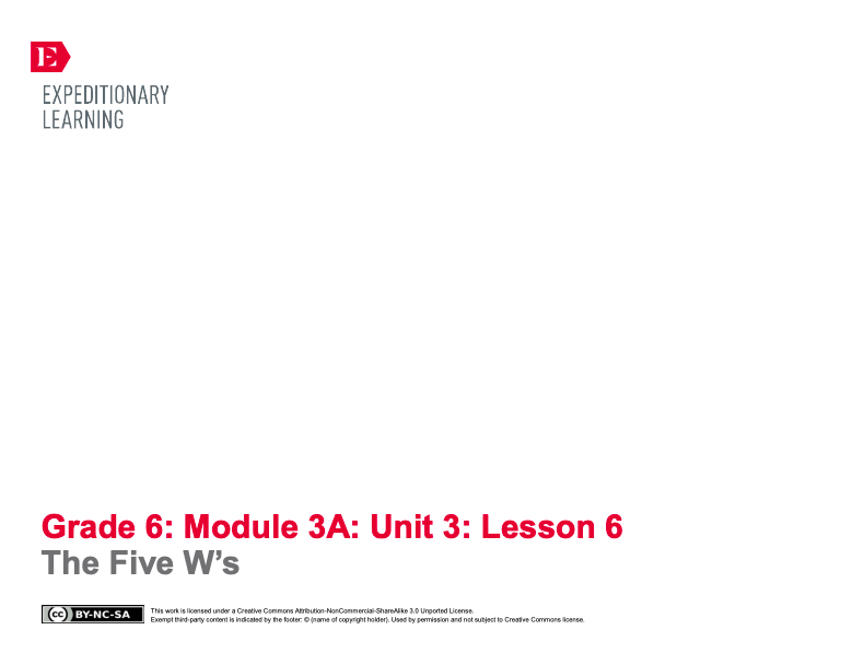 The Five W’s Lesson Plan
