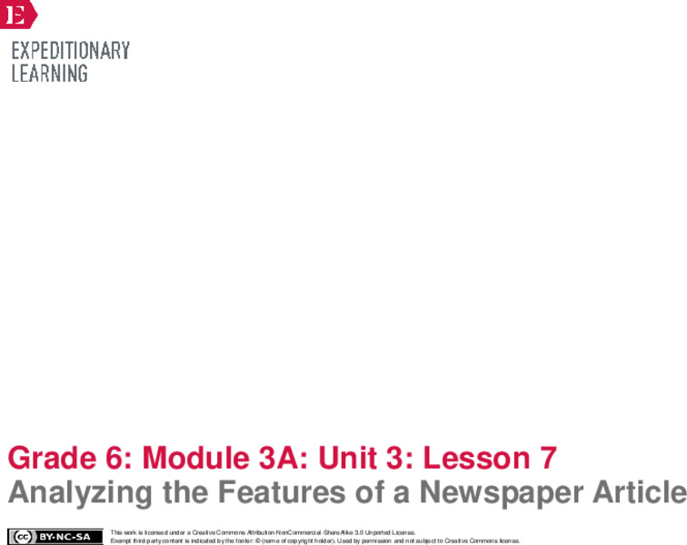 Analyzing the Features of a Newspaper Article Lesson Plan