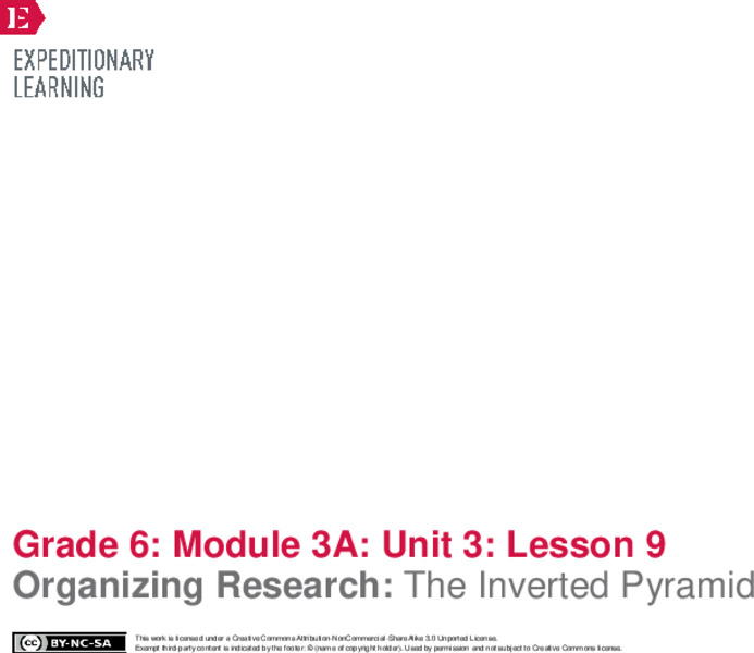 Organizing Research: The Inverted Pyramid Lesson Plan