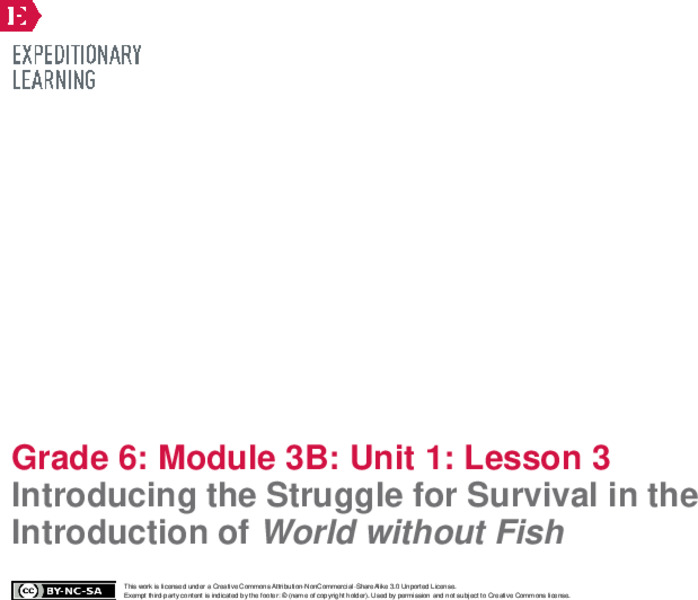Introducing the Struggle for Survival in the Introduction of World without Fish Lesson Plan