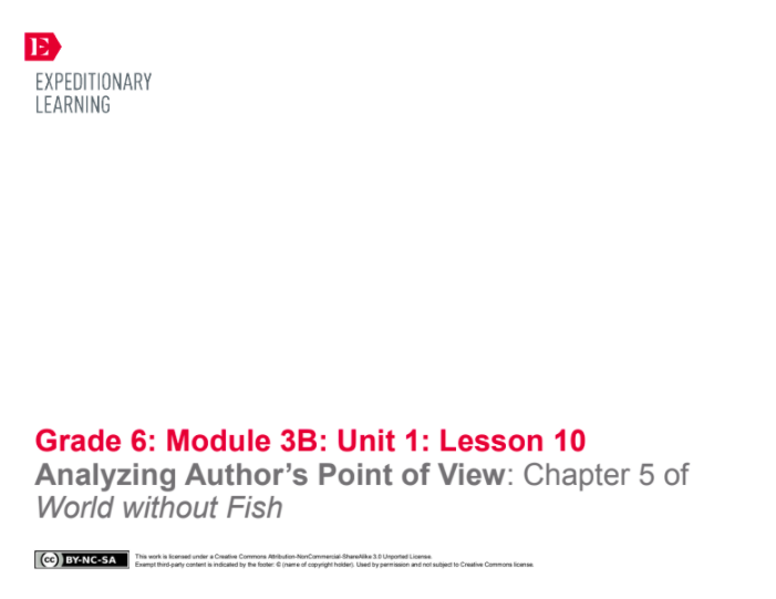 Analyzing Author’s Point of View: Chapter 5 of World without Fish Lesson Plan
