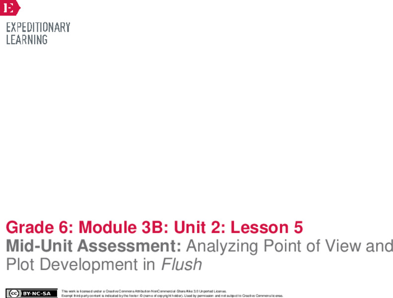 Mid-Unit Assessment: Analyzing Point of View and Plot Development in Flush Lesson Plan